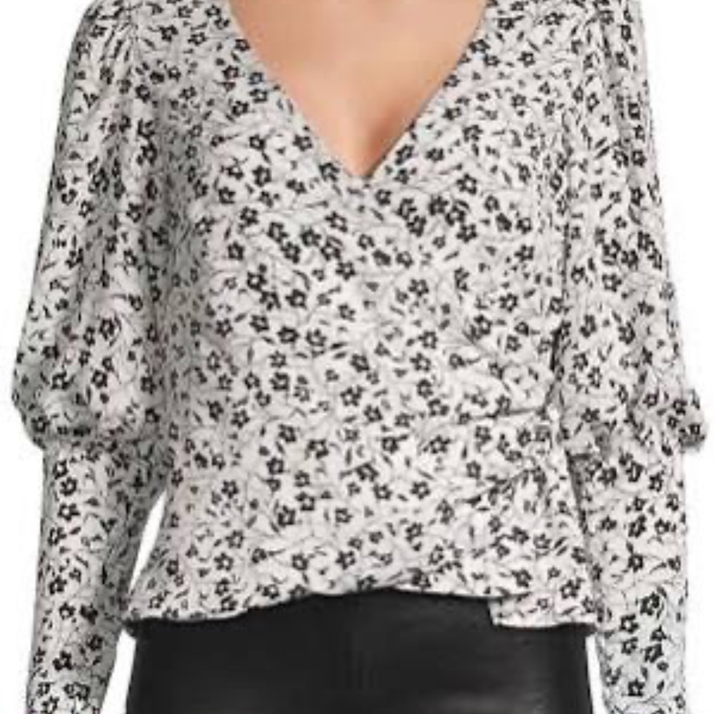 Astr Black and White Floral Blouse